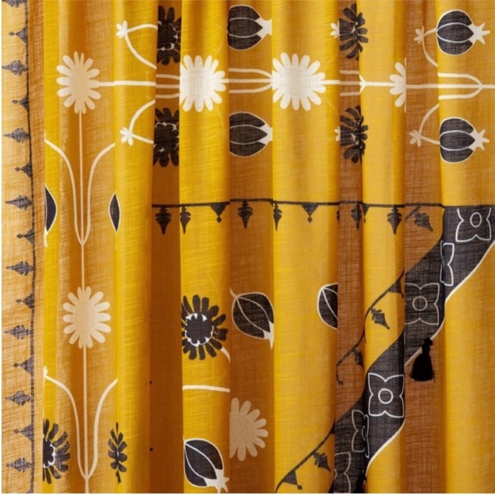 Opalhouse Yellow and Black Floral Curtains